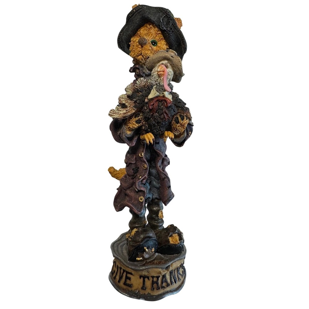 Boyds Bears Folkstone Salem Give Thanks Figurine 8.5" 2867 Pilgrim Turkey 1998